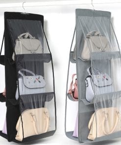 6 Pocket Hanging Handbag Organizer for Wardrobe Closet Transparent Storage Bag Door Wall Clear Sundry Shoe Bag with Hanger Pouch