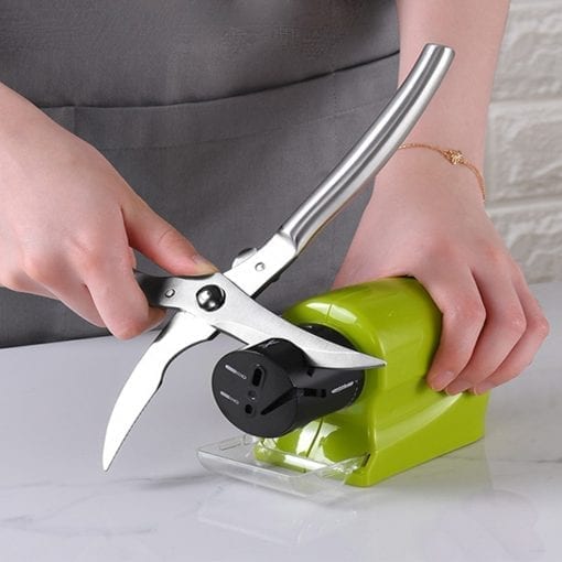 4 in 1 Knife Sharpener Ceramic Kitchen Knife Shears Scissors Sharpening Tools Diamond Coated Non-slip Base Stainless Steel