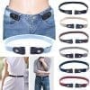 Women's Buckle-Free Elastic Belts Invisible Belt for Jeans No Bulge Hassle Band Fashion Casual Adjustable Button Canvas Belt