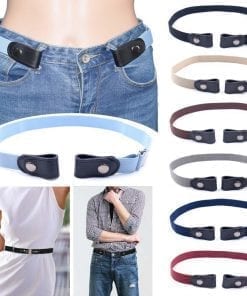 Women's Buckle-Free Elastic Belts Invisible Belt for Jeans No Bulge Hassle Band Fashion Casual Adjustable Button Canvas Belt