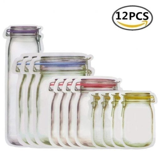 Reusable Mason Jar Bottles Bags Nuts Candy Cookies Bag Seal Fresh Food Storage Bag Snacks Zipper Sealed Kitchen Organizer