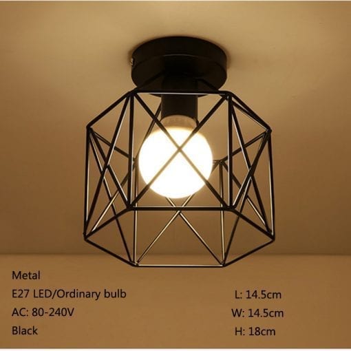 Modern nordic black wrought iron E27 led ceiling lamps for kitchen living room bedroom study balcony porch restaurant cafe hotel