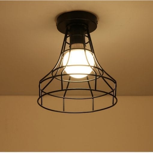 Modern nordic black wrought iron E27 led ceiling lamps for kitchen living room bedroom study balcony porch restaurant cafe hotel