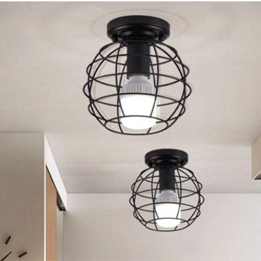 Modern nordic black wrought iron E27 led ceiling lamps for kitchen living room bedroom study balcony porch restaurant cafe hotel