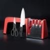 4 in 1 Knife Sharpener Ceramic Kitchen Knife Shears Scissors Sharpening Tools Diamond Coated Non-slip Base Stainless Steel