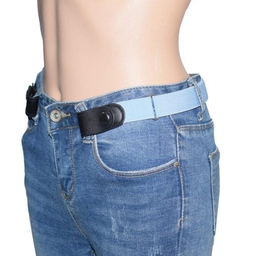 Women's Buckle-Free Elastic Belts Invisible Belt for Jeans No Bulge Hassle Band Fashion Casual Adjustable Button Canvas Belt